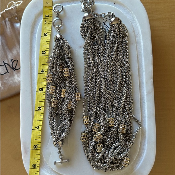 Cache Silver and Gold Multi-Strand Necklace and bracelet set - Picture 2 of 7